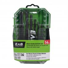 EAB 1040922 - Assorted  Metal & Wood Black Oxide Professional Drill Bit (14 Pc Multipack)