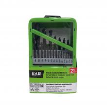 EAB 1040932 - Assorted  Metal & Wood Black Oxide Professional Drill Bit (21 Pc Multipack)