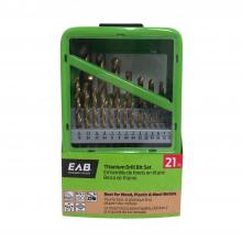 EAB 1040652 - Assorted  Metal & Wood Titanium Professional Drill Bit (21 Pc Multipack)