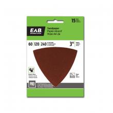 EAB 1070112 - 3" x 60/120/240 Grit Sandpaper (15 Pack) Professional Oscillating Accessory