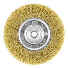 EAB 2160447 - 6" x 5/8" - 1/2" Arbor Brass Crimped Coarse Cleaning & Polishing Wire Wheel