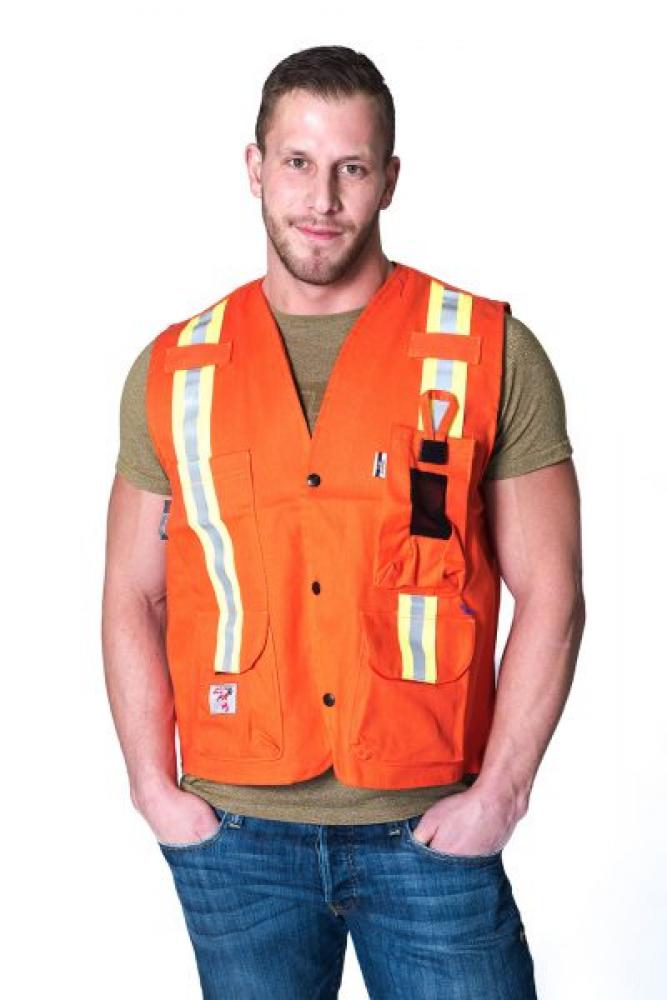 ORANGE UNLINED FR SAFETY VESTS (9 OZ ULTRASOFT) - LARGE<span class=' ItemWarning' style='display:block;'>Item is usually in stock, but we&#39;ll be in touch if there&#39;s a problem<br /></span>